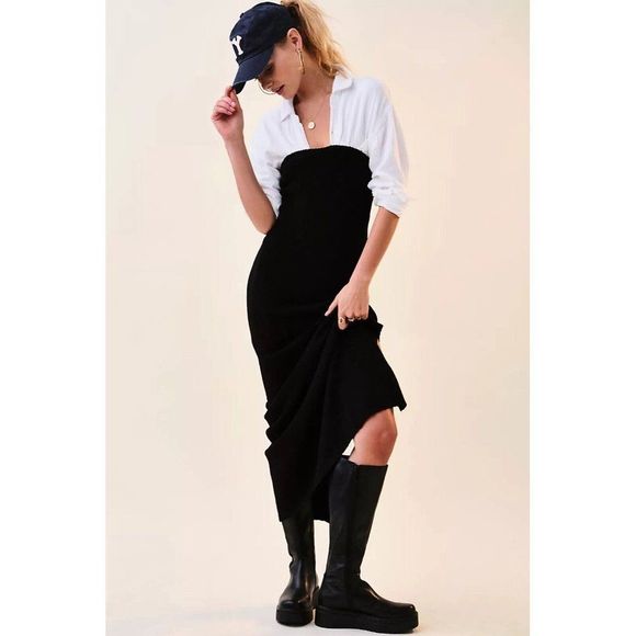 NEW FREE PEOPLE RIO SWEATER MAXI DRESS BLACK - Picture 5 of 5